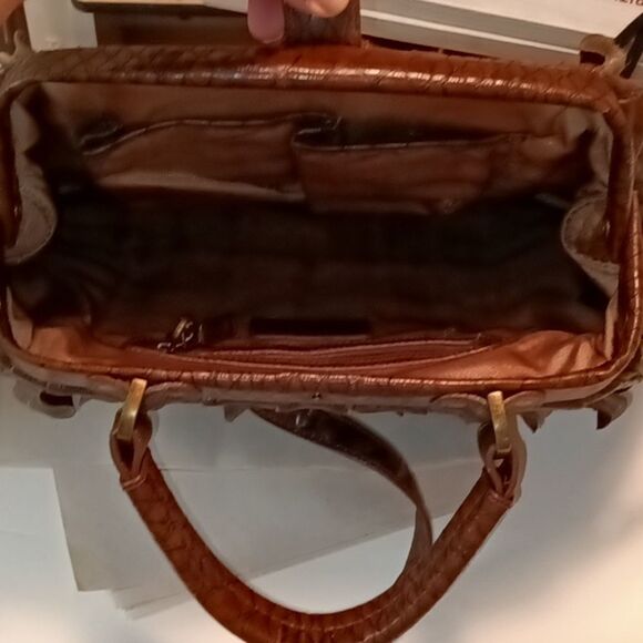 Jessica Simpson Brown Ruffled Alligator Style Crossbody Bag - Picture 8 of 11